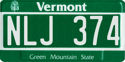 VT license plate NLJ374