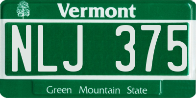 VT license plate NLJ375