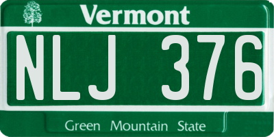 VT license plate NLJ376