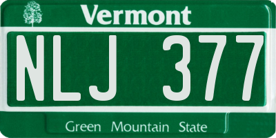 VT license plate NLJ377
