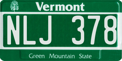 VT license plate NLJ378
