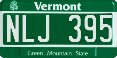 VT license plate NLJ395