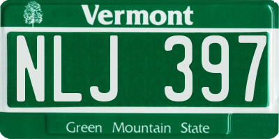 VT license plate NLJ397