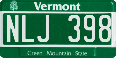 VT license plate NLJ398