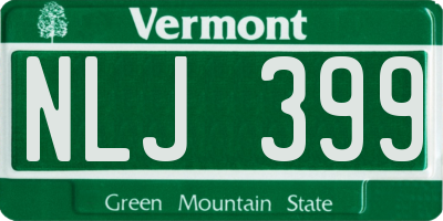 VT license plate NLJ399