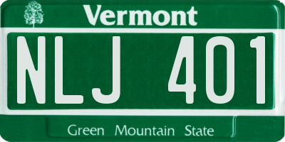 VT license plate NLJ401