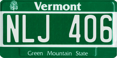 VT license plate NLJ406