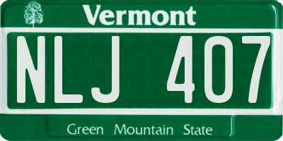 VT license plate NLJ407
