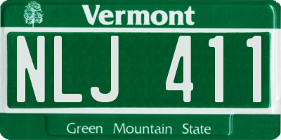 VT license plate NLJ411