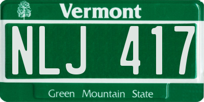 VT license plate NLJ417