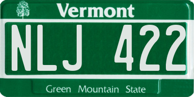 VT license plate NLJ422