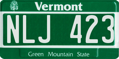 VT license plate NLJ423