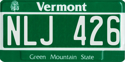 VT license plate NLJ426