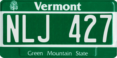 VT license plate NLJ427