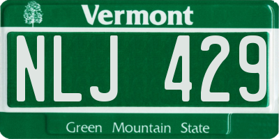 VT license plate NLJ429