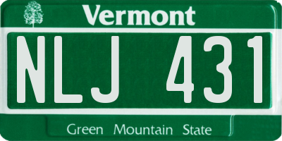 VT license plate NLJ431