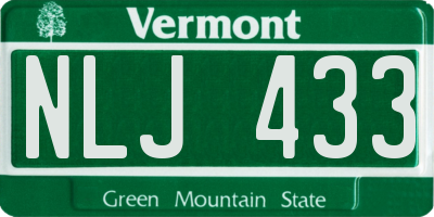 VT license plate NLJ433