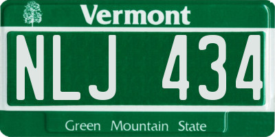 VT license plate NLJ434