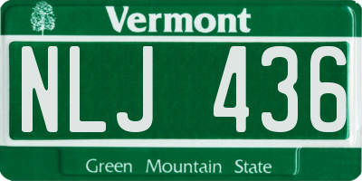 VT license plate NLJ436