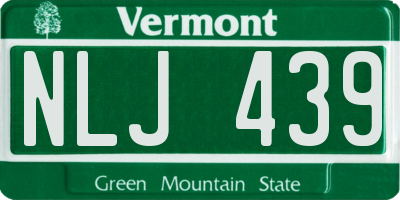 VT license plate NLJ439