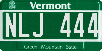 VT license plate NLJ444