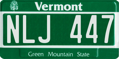 VT license plate NLJ447