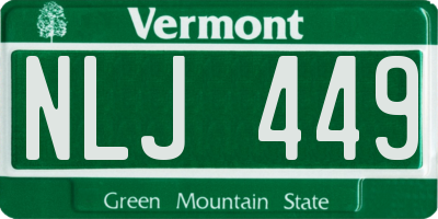 VT license plate NLJ449