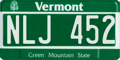 VT license plate NLJ452