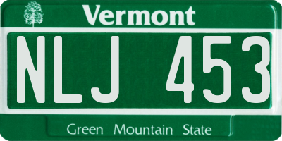 VT license plate NLJ453