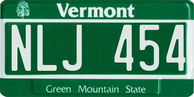 VT license plate NLJ454