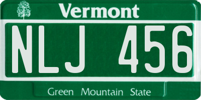 VT license plate NLJ456