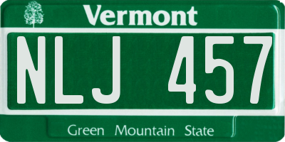 VT license plate NLJ457