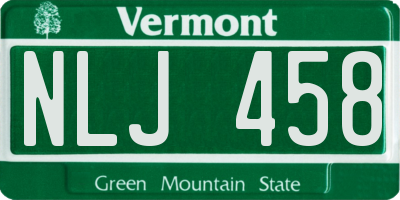VT license plate NLJ458