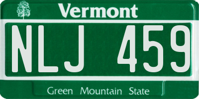 VT license plate NLJ459