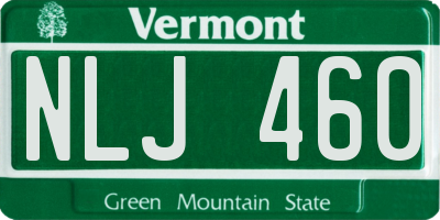 VT license plate NLJ460