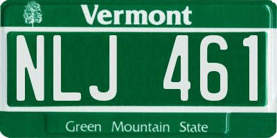VT license plate NLJ461