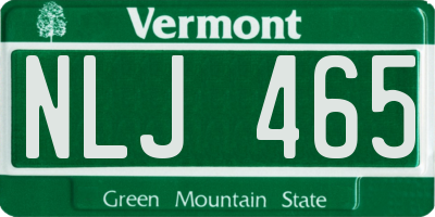 VT license plate NLJ465