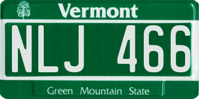 VT license plate NLJ466
