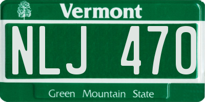 VT license plate NLJ470