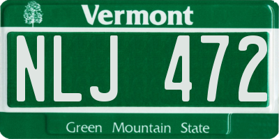 VT license plate NLJ472