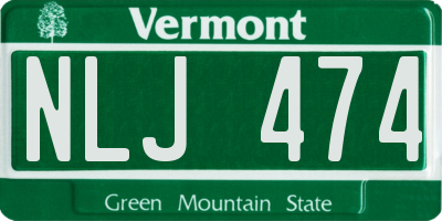 VT license plate NLJ474