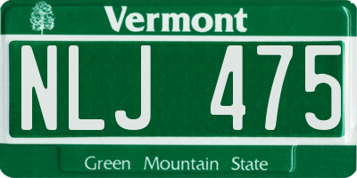 VT license plate NLJ475