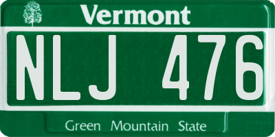 VT license plate NLJ476