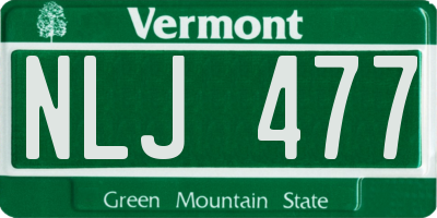 VT license plate NLJ477