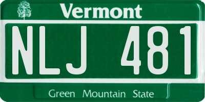 VT license plate NLJ481