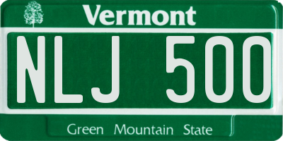 VT license plate NLJ500