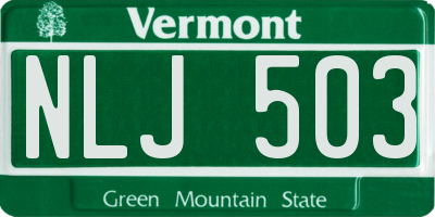 VT license plate NLJ503
