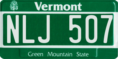 VT license plate NLJ507