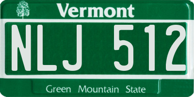 VT license plate NLJ512
