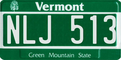 VT license plate NLJ513